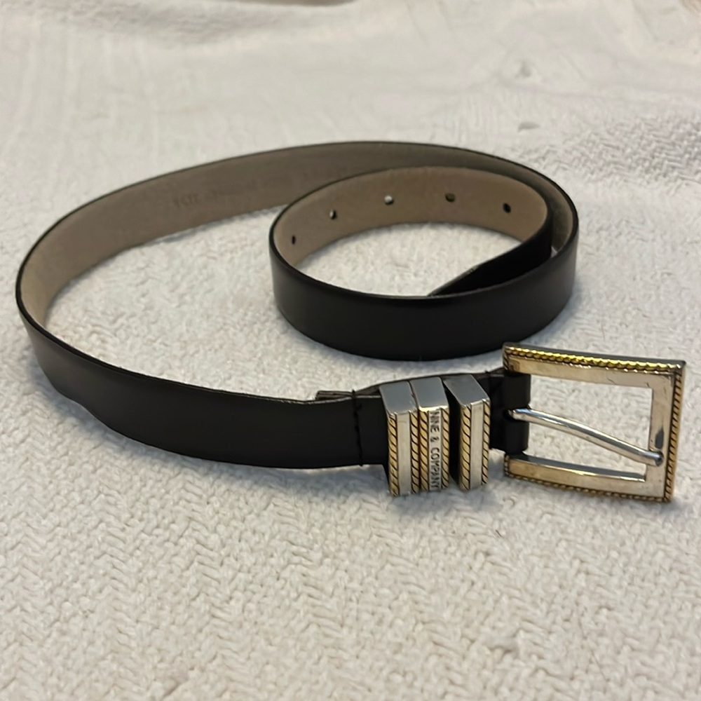 Black Belt with Mixed Metal Buckle
